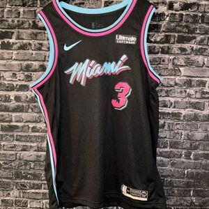 Nike Miami Heat Black Vice Wave City Edition Swingman Jersey sz52 Dwayne Wade